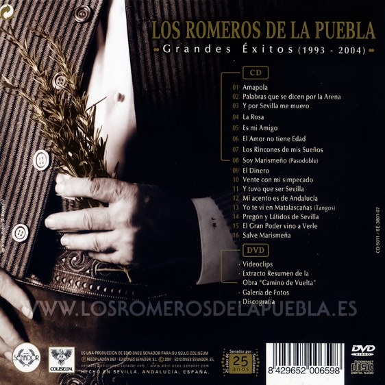 Portada diferente del disco Grandes Éxitos (1993-2004) de Los Romeros de la Puebla. Año 2007