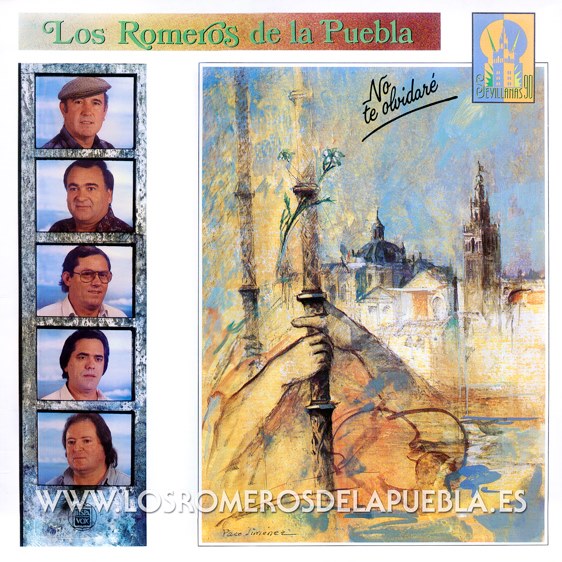 Portada del disco No te olvidaré de Los Romeros de la Puebla. Año 1990