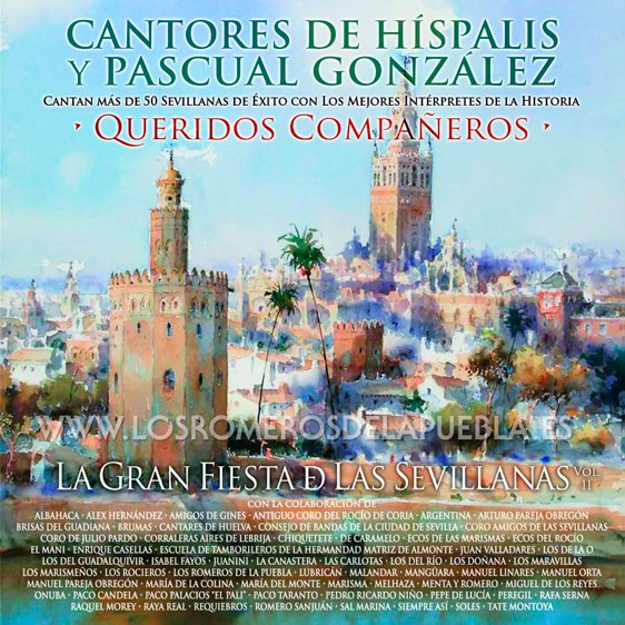 Portada del disco Queridos Compañeros de Los Romeros de la Puebla. Año 2012
