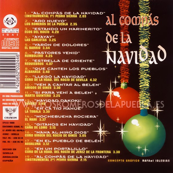 Portada diferente del disco Al compás de la Navidad de Los Romeros de la Puebla. Año 1998