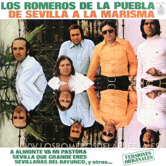 Portada diferente del disco De Sevilla a la marisma de Los Romeros de la Puebla. Año 1969
